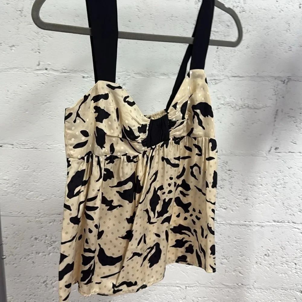 Yumi Kim NEW 100% Silk Cute Creme Black Tank Top